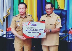 Pj.Bupati Pringsewu Kembali Terima Penghargaan Kinerja Pengendalian Inflasi Daerah Periode Pertama 